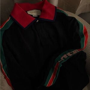 Gucci Polo with Red, Green, and Black Accents